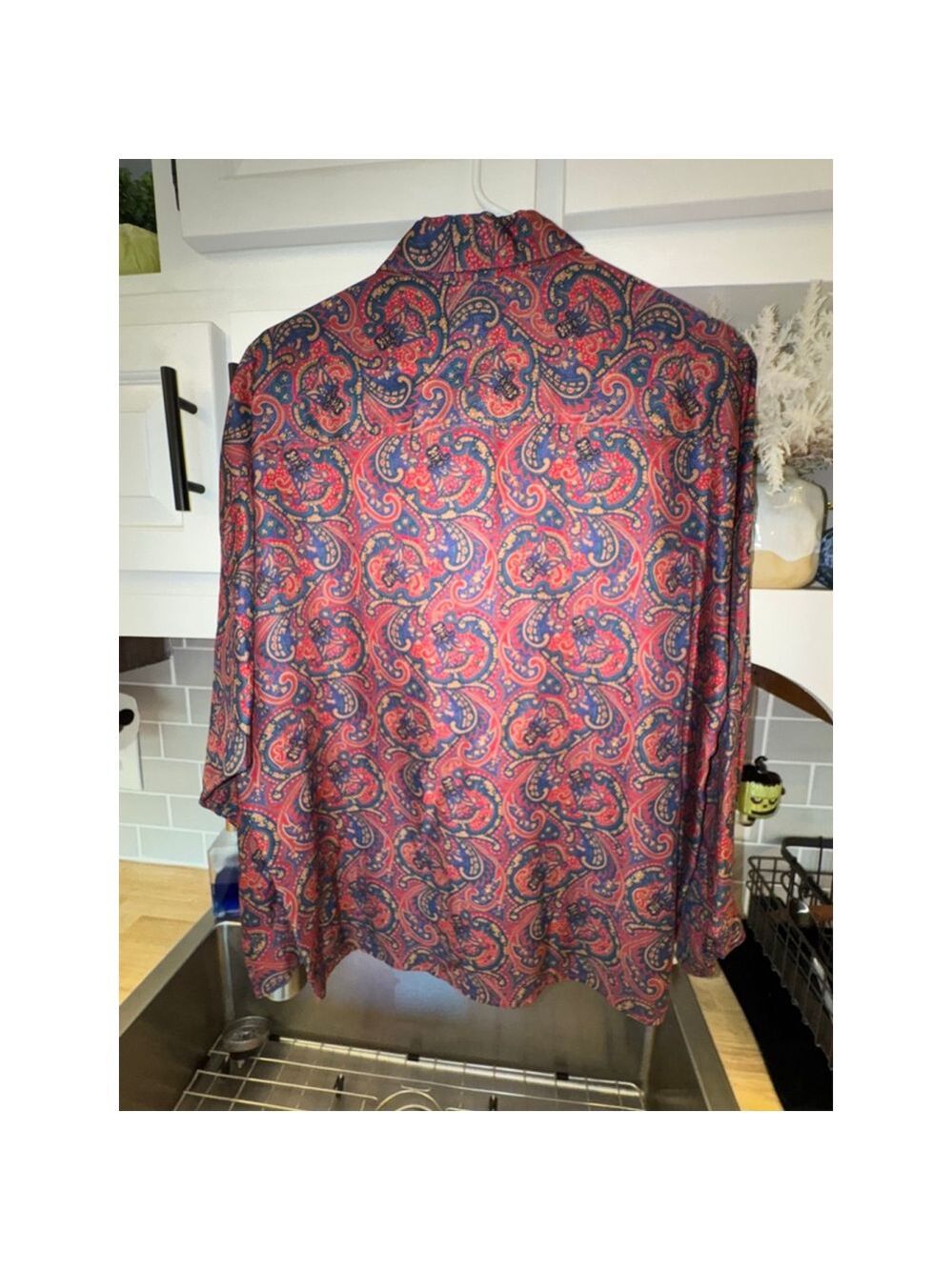 Vintage Izod paisley shirt size medium quality stitching 100% RayonHong Kong - Picture 14 of 15